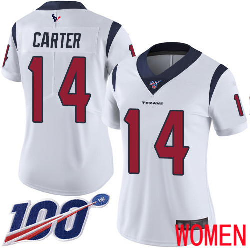 Houston Texans Limited White Women DeAndre Carter Road Jersey NFL Football #14 100th Season Vapor Untouchable->women nfl jersey->Women Jersey